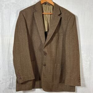 Ralph Lauren LRL Sport Coat 44R Herringbone 100% Wool Quarter Lined Summer Tweed